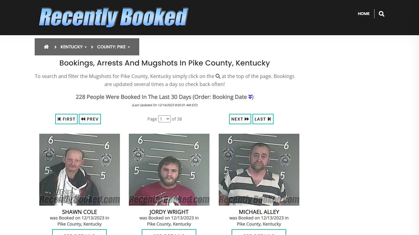 Recent bookings, Arrests, Mugshots in Pike County, Kentucky
